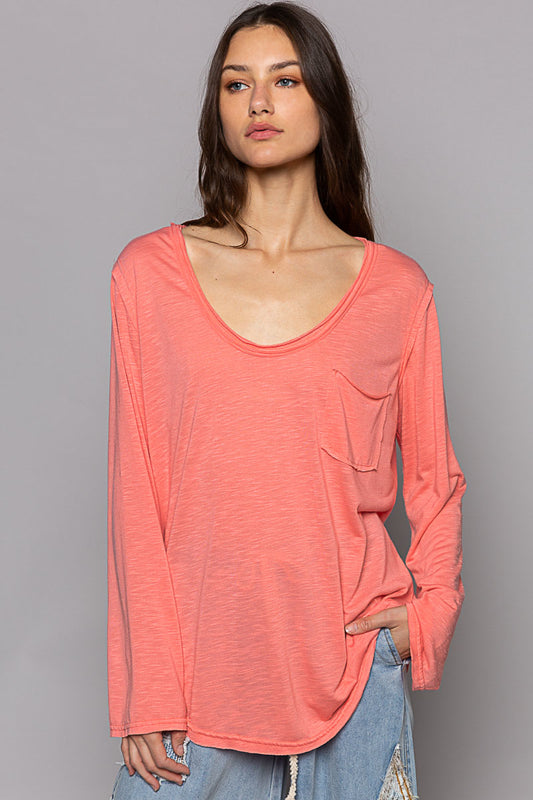 Laying It On Cool Relaxed Long Sleeve Boat Neck Top (5 Options)