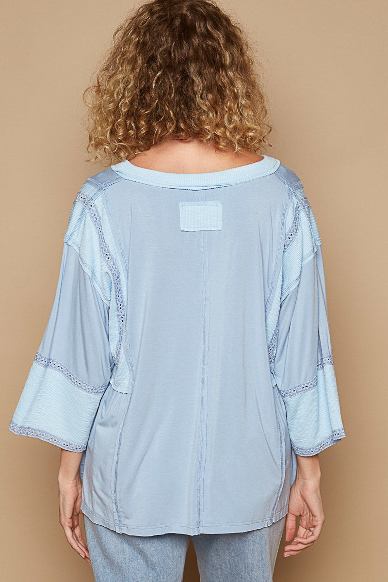 V-Neck Half Sleeve Relaxed Jersey Top (3 Options)