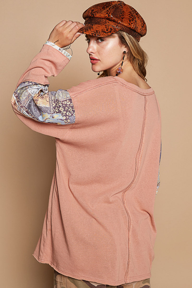 Round Neck Long Sleeve Loose Fit Top