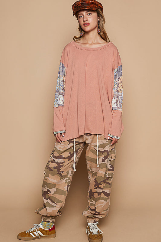 Round Neck Long Sleeve Loose Fit Top