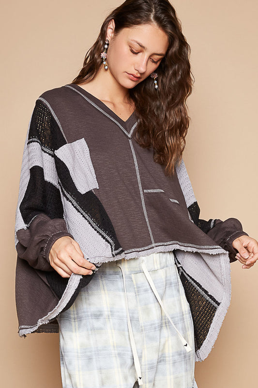 V-Neck Long Sleeve Ribbed Top (2 Options)