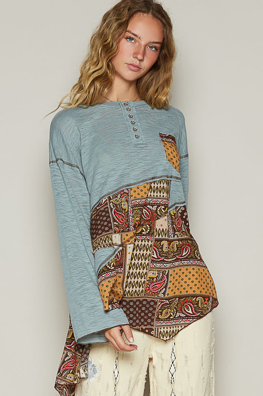 Blue Choco in the Desert Long Sleeve Top