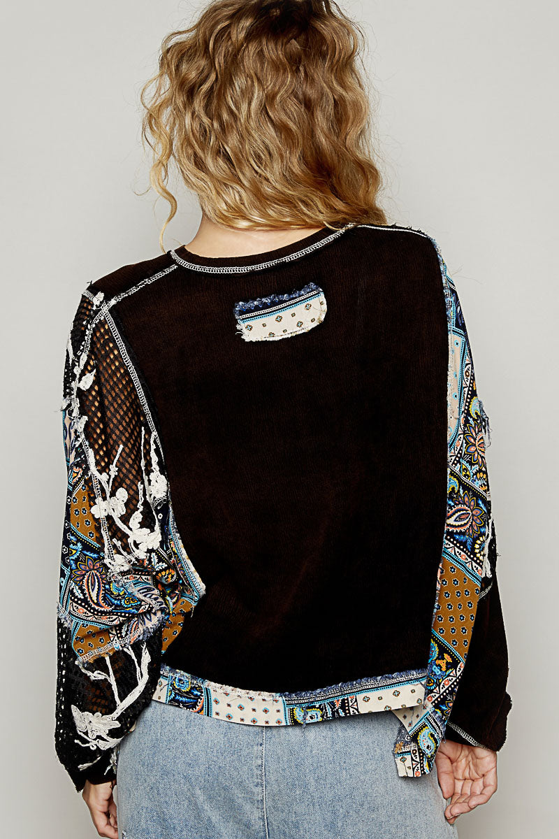 Stone Black Balloon Sleeve Top