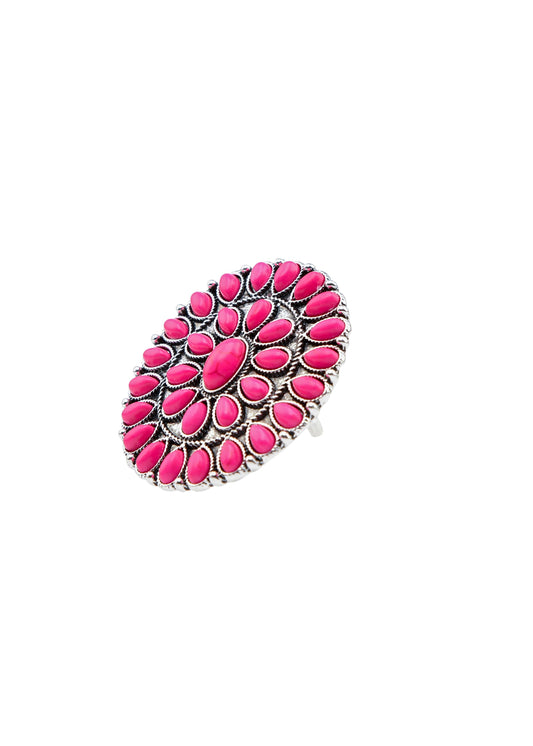 Adjustable Pink Cluster Ring