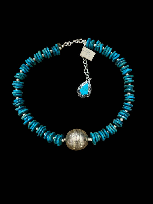 Turquoise sliced Tibetan Choker