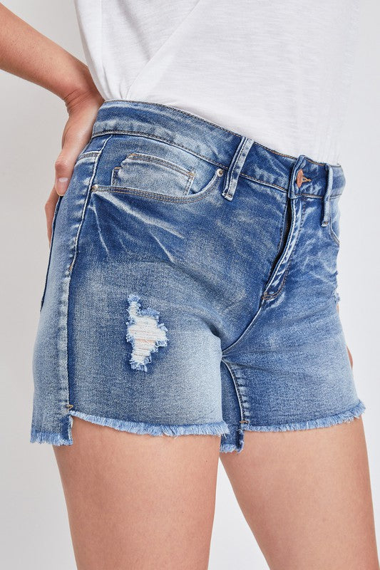 Missy Hi-Lo Fray Hem Short