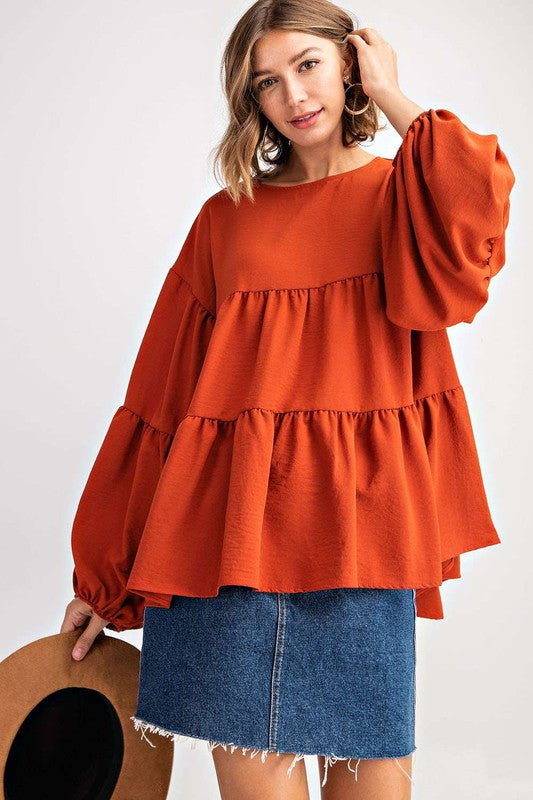 Woven Round Neck Top