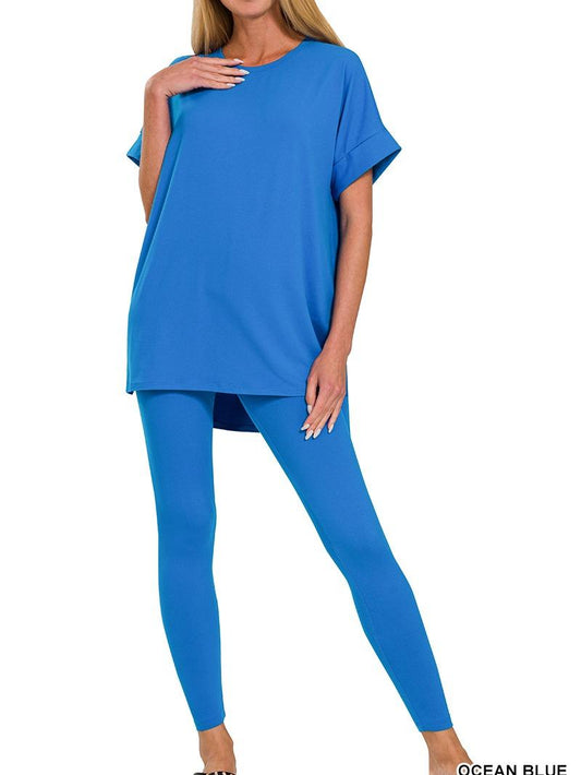 Crew Neck Silky Smooth Brushed Microfiber Loungewear Set (6 Options)