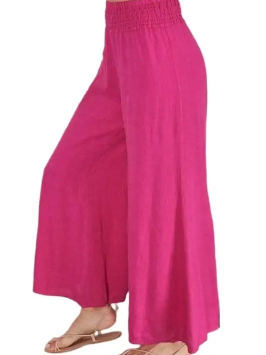 Styling in Comfort Elastic Waist Linen Wide Leg Pant (2 Options)