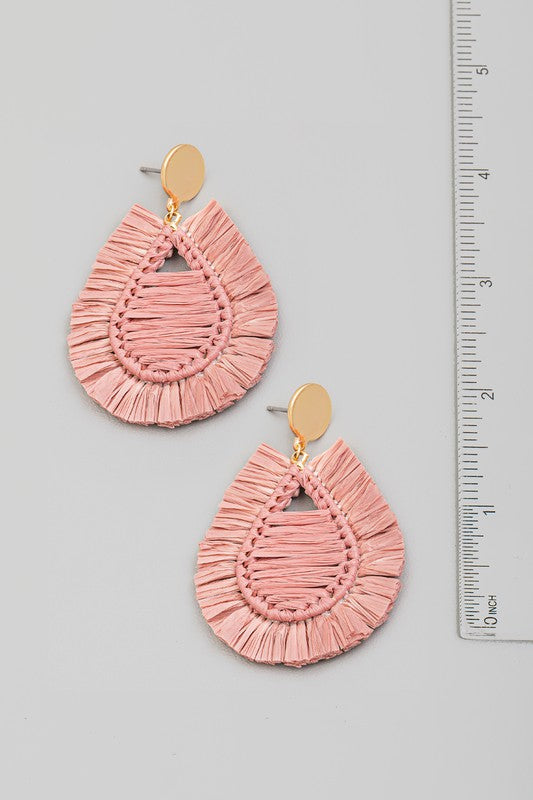 Raffia Fan Teardrop Earrings