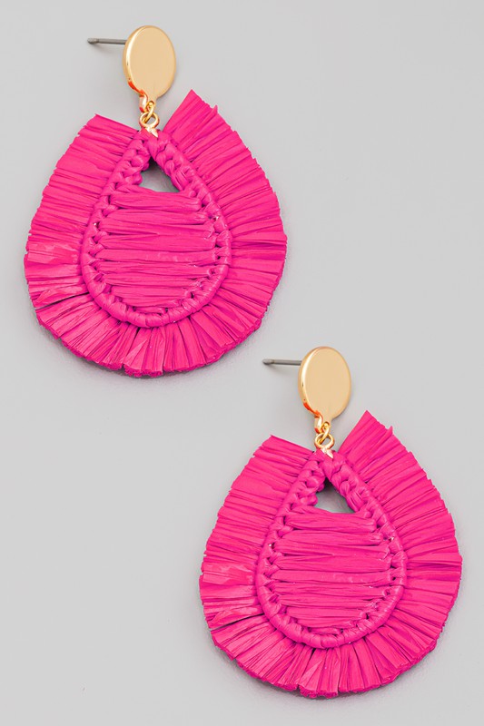 Raffia Fan Teardrop Earrings