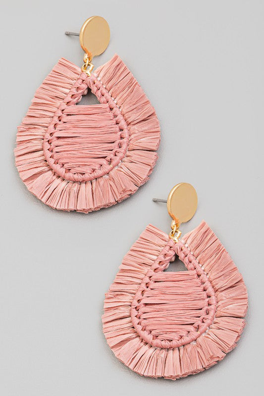 Raffia Fan Teardrop Earrings