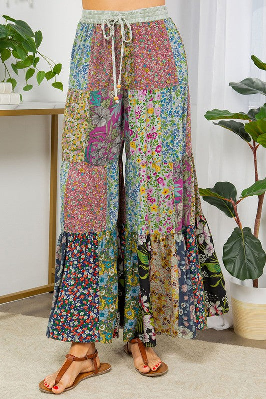 Printed Patchwork Overdyed Pants