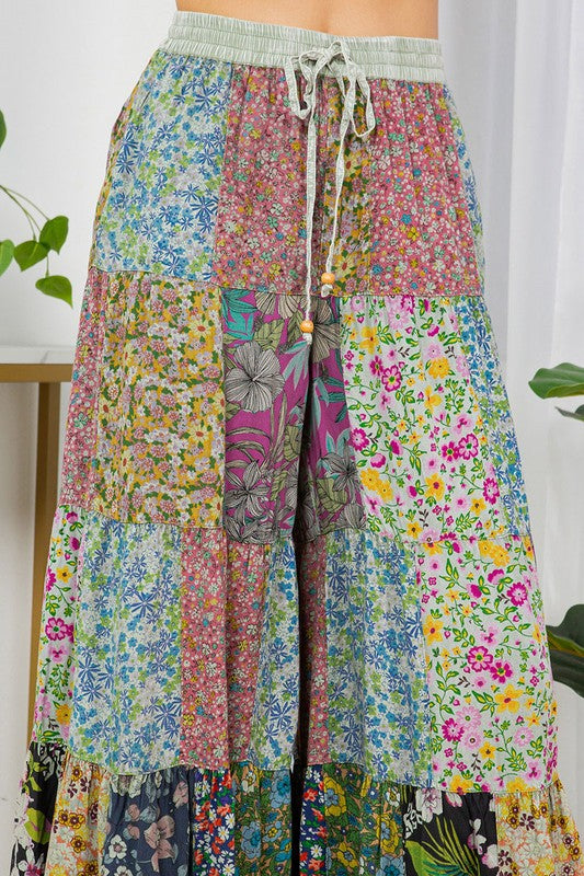 Printed Patchwork Overdyed Pants