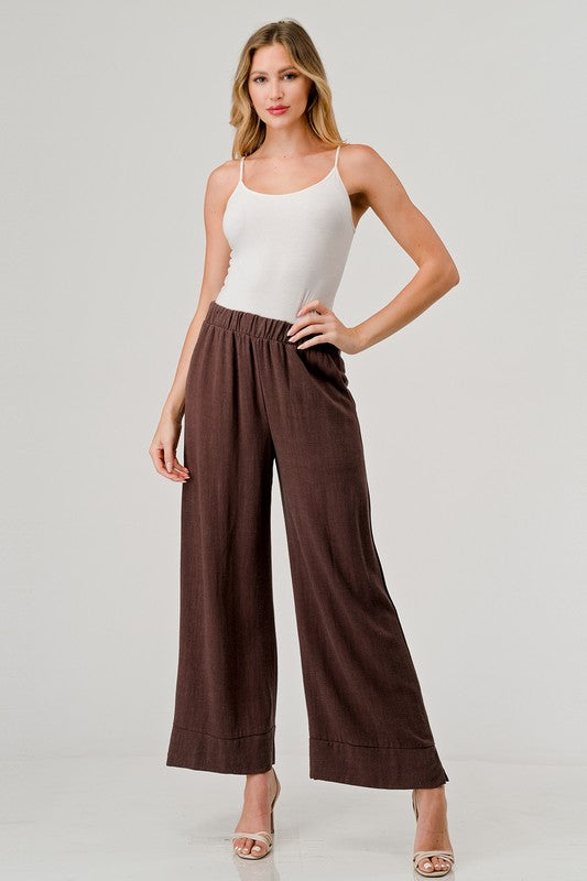 Cropped Wide Leg Linen Pant with Pockets!!