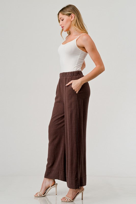 Cropped Wide Leg Linen Pant with Pockets!!