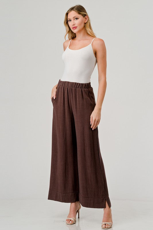 Cropped Wide Leg Linen Pant with Pockets!!