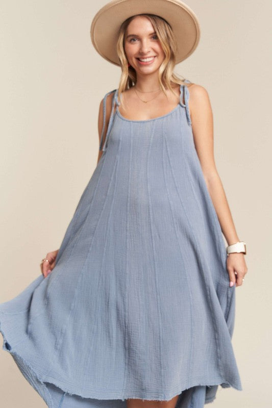 Walk of Life Mineral Washed Cotton Long Dress