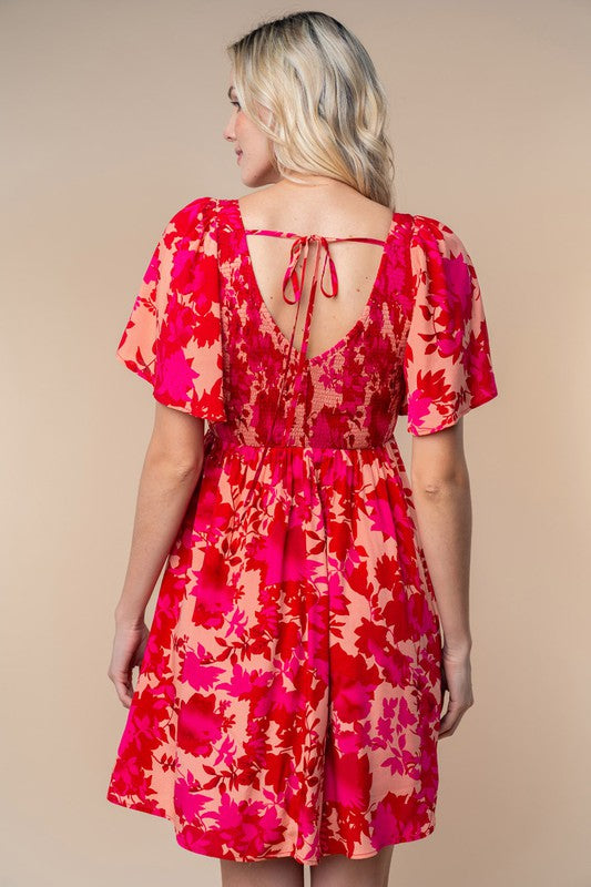 Feel the Elegance Short Sleeve Floral Print Woven Dress (2 Options)