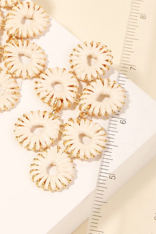 Touch of Elegance Straw Wrapped Flower Earrings