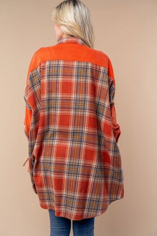 Long sleeve Plaid Knit Top