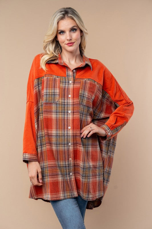 Long sleeve Plaid Knit Top