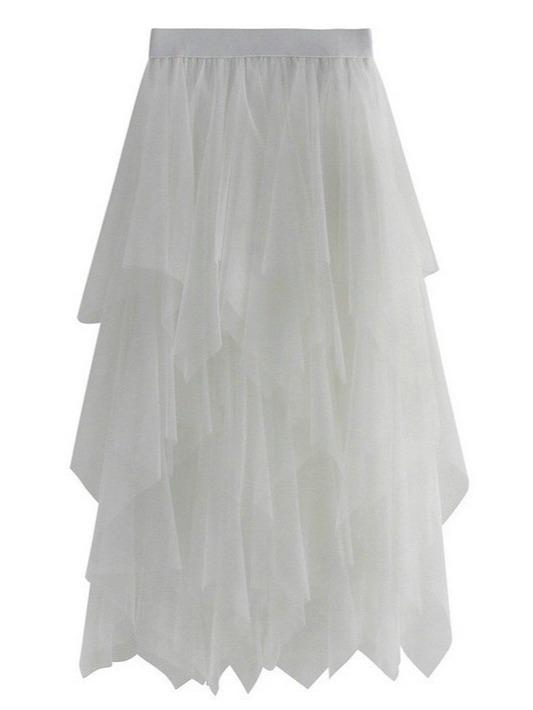 Snow White Tiered Ruffle Midi Skirt