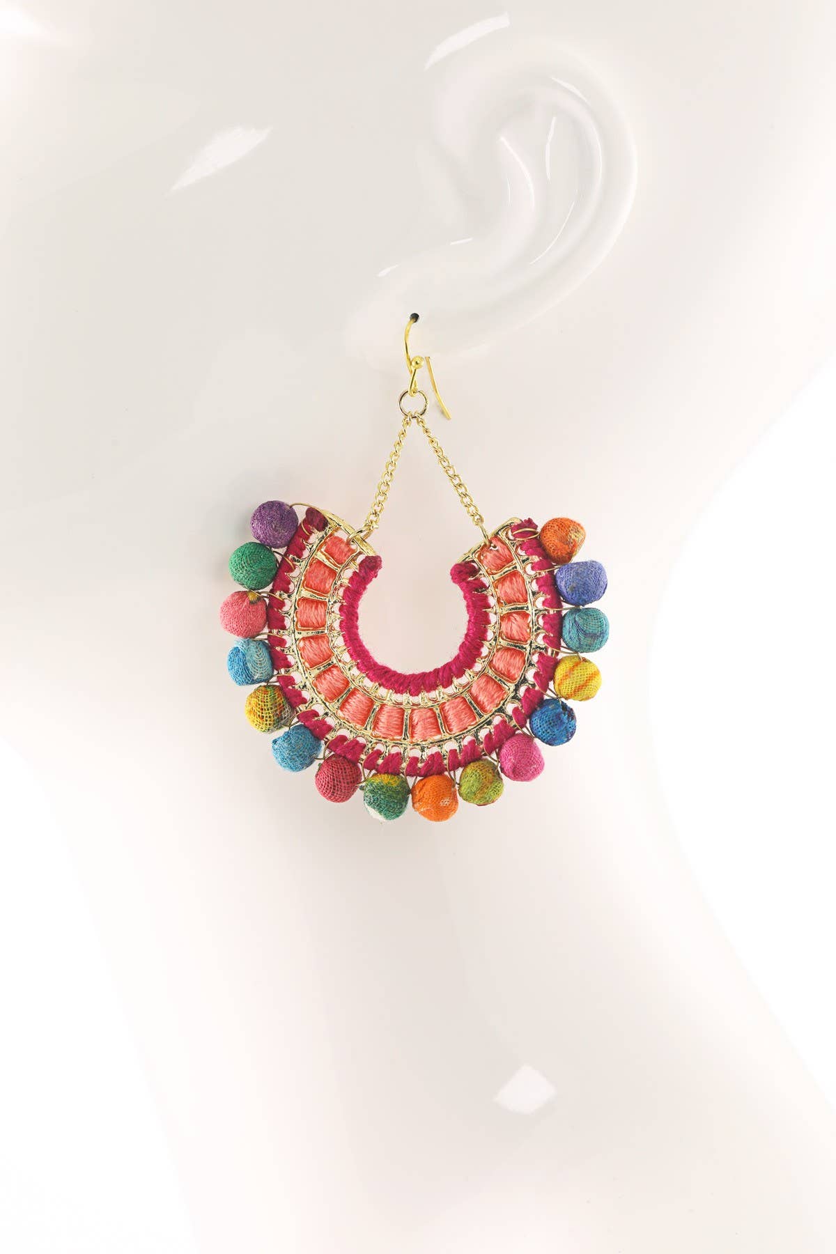 Handmade Fan Shaped Dangle Earrings