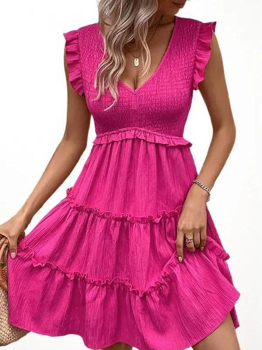 Pretty In Pink V-Neck Sleeveless Dress