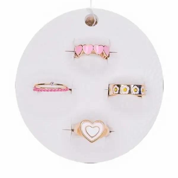 Hand Over Heart Pink Ring Set