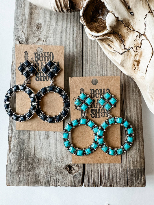 Western Earrings - Turquoise or Black