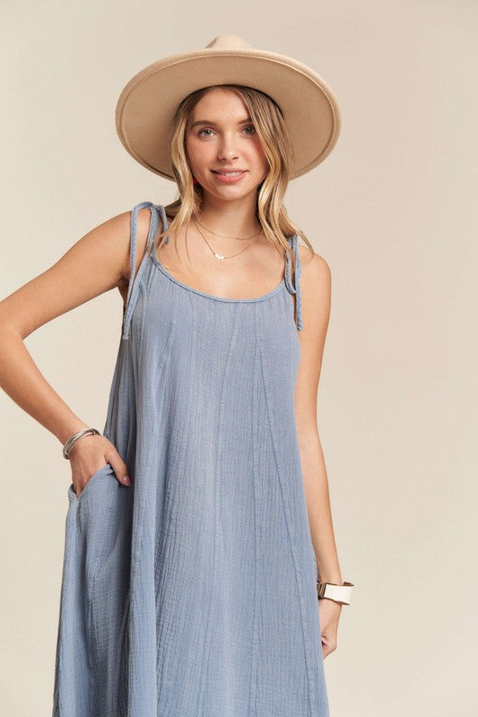Walk of Life Mineral Washed Cotton Long Dress