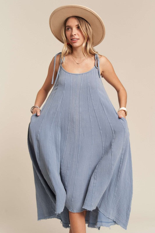 Walk of Life Mineral Washed Cotton Long Dress