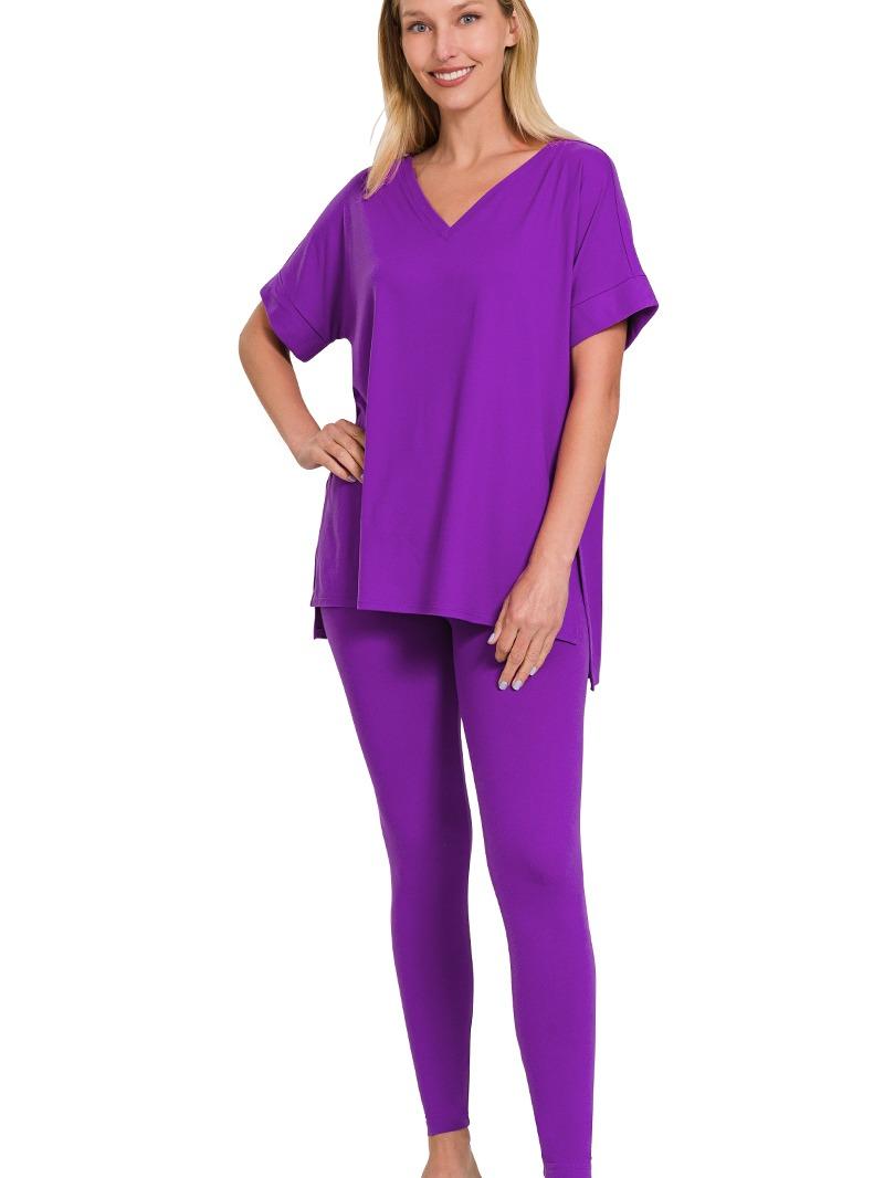 V-Neck Silky Smooth Brushed Microfiber Loungewear Set (11 Options)