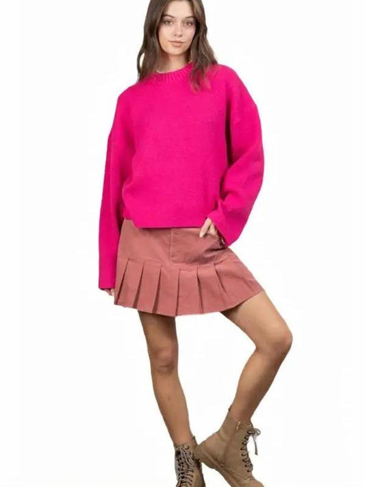 Oversized Solid Casual Sweater Top