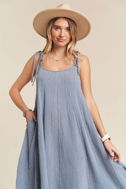 Walk of Life Mineral Washed Cotton Long Dress