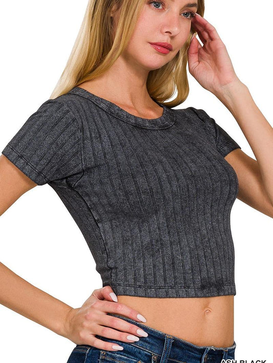 Hanging w/ Friends Ribbed Short Sleeve Cropped Top (2 Options)