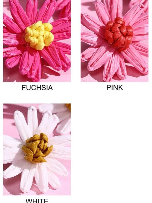 Spring Sunshine Raffia Flower-Shaped Stud Earrings