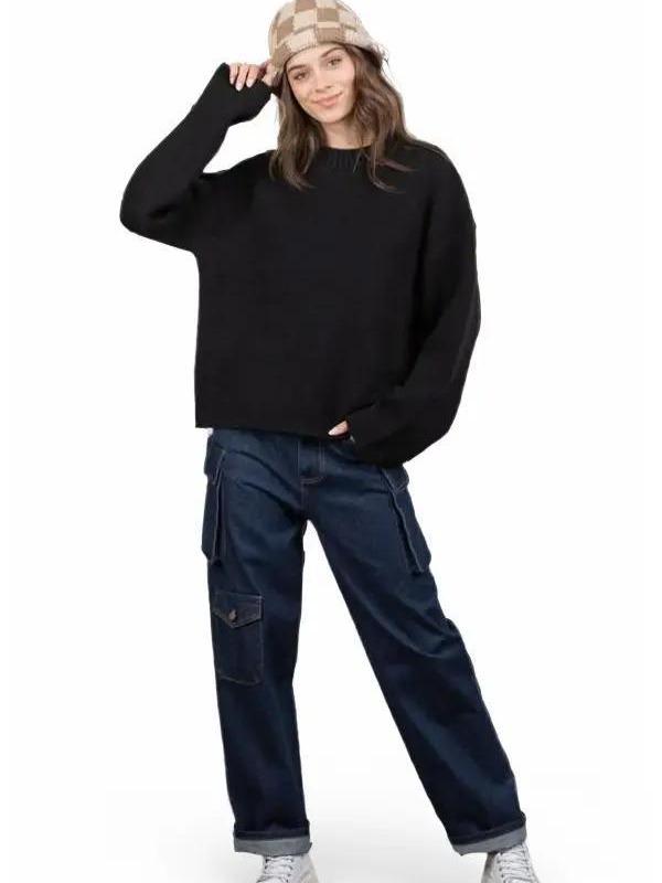 Oversized Solid Casual Sweater Top