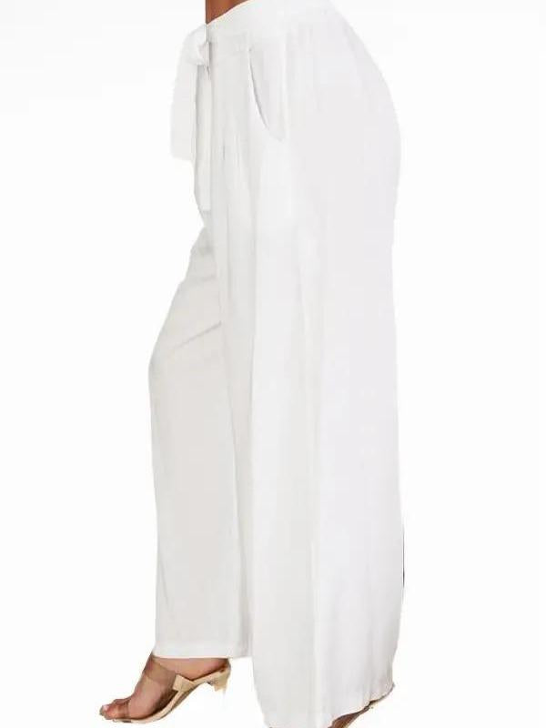 Solid Tencel Tie Belt w/ Darted Trouser Pockets