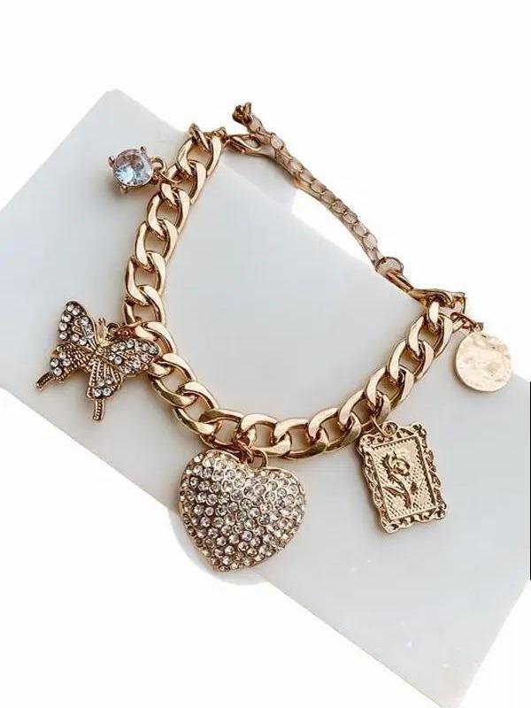 Melissa's Curb Chain Rhinestone Charm Bracelet