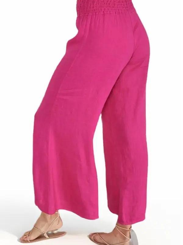 Styling in Comfort Elastic Waist Linen Wide Leg Pant (2 Options)