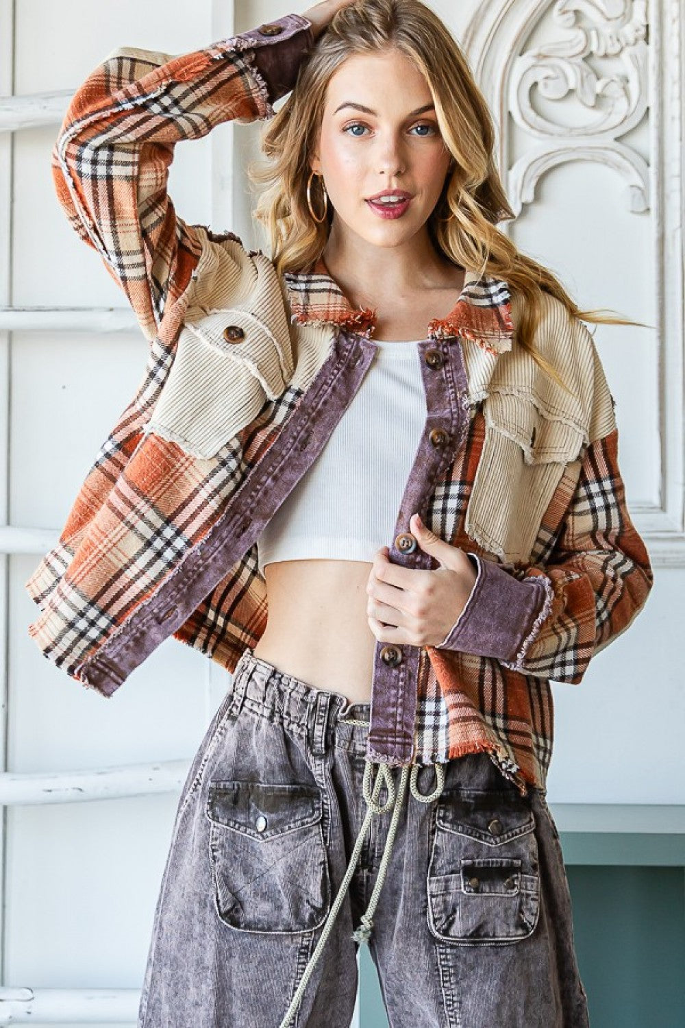 Plaid Button Front Shirt