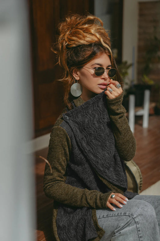 Convertible Jacket Mila Olive-Charcoal