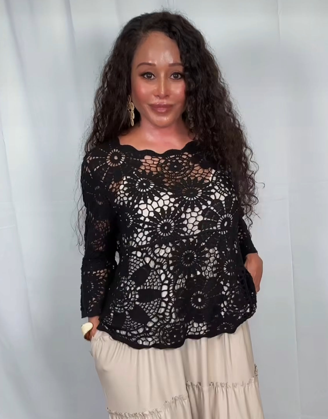 Bell Sleeve Open Crochet Top (3 Options)