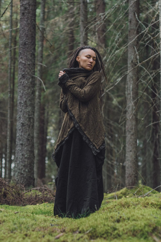 Hooded Cardigan Saranya Olive