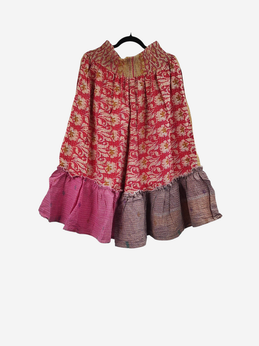 She Lives Beauty Anything for Selenas Bloomers in vintage kantha cotton with floral print and ruffled hem