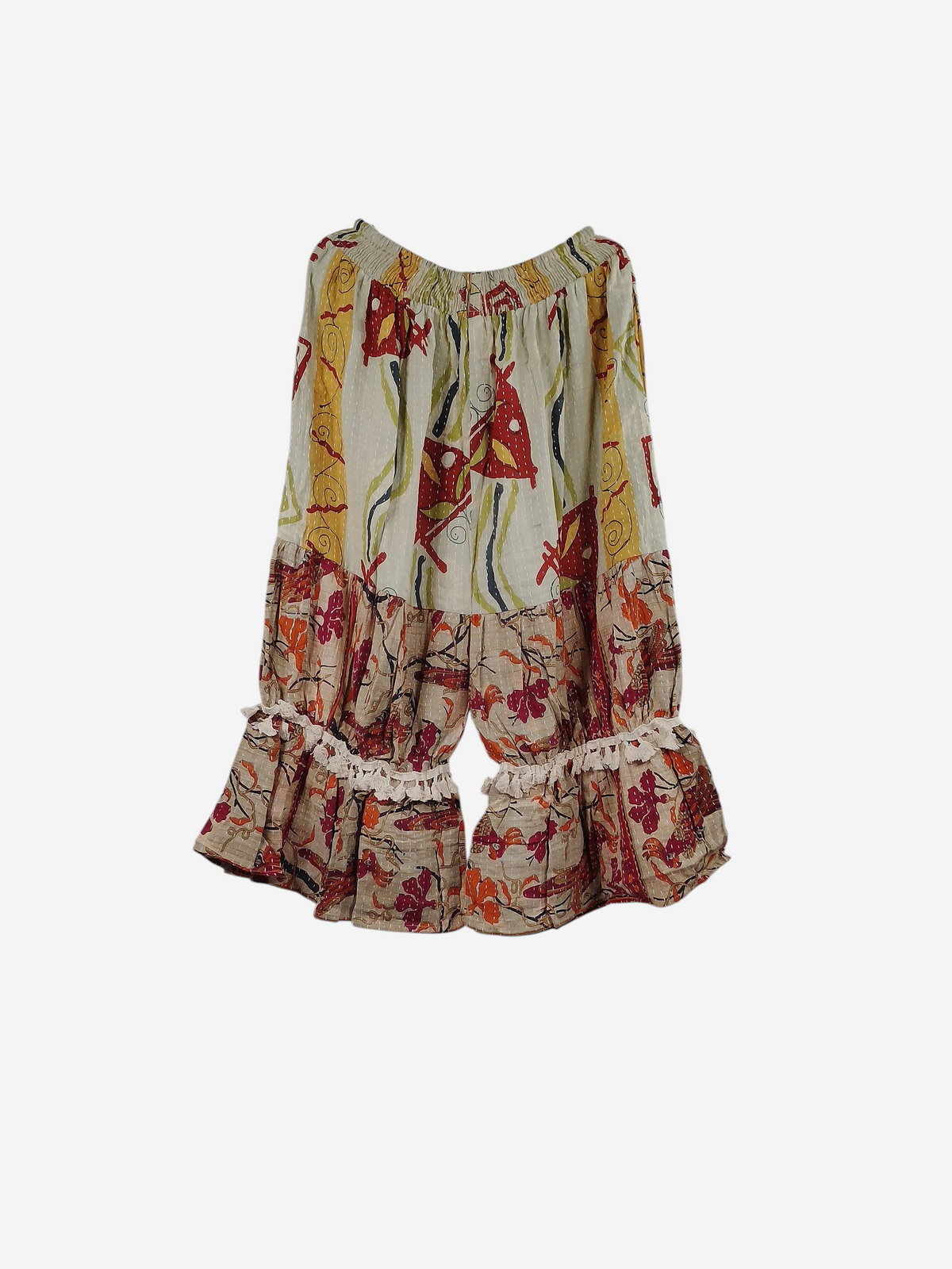 She Lives Beauty Heritage Whisper Kantha bloomers made from repurposed vintage cotton saris with floral patchwork