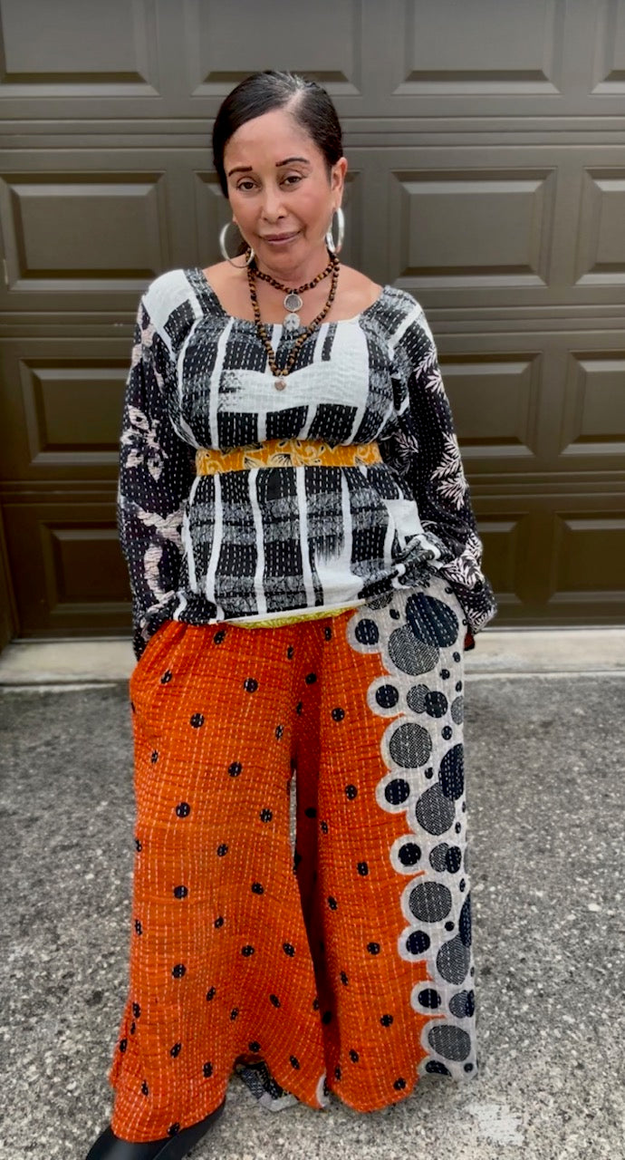 Laila Flared Kantha Pants (S-XL)