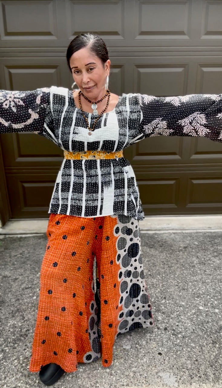 Laila Flared Kantha Pants (S-XL)